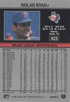 Back of 1991 Leaf Nolan Ryancard number 423