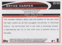 Back of Topps Update US183 Bryce Harper