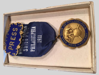 1911 World Series  Philadelphia Press Pin original box